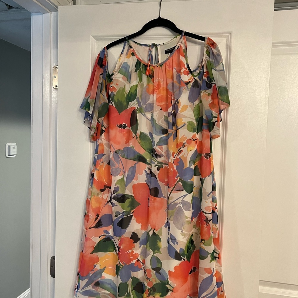 Floral cold shoulder dress